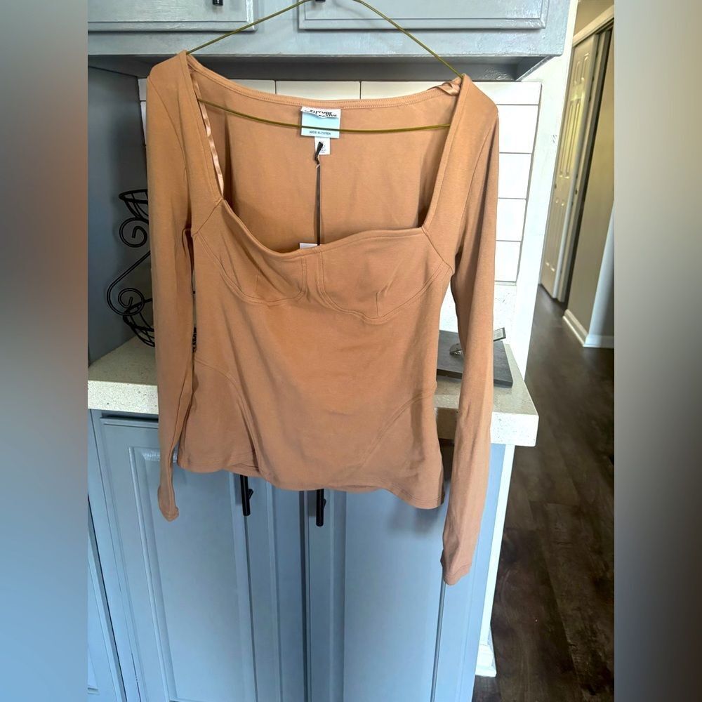 Women's Tan Long Sleeve Top, NWT